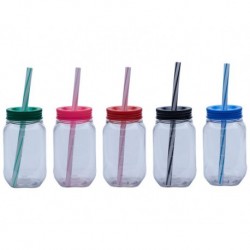 2710 Vaso Drinking 600ml Mason Plas Pet Tapa Popote pz