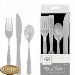 4374 PLATA Cubiertos Mix Glitter Plateado 48 E AM