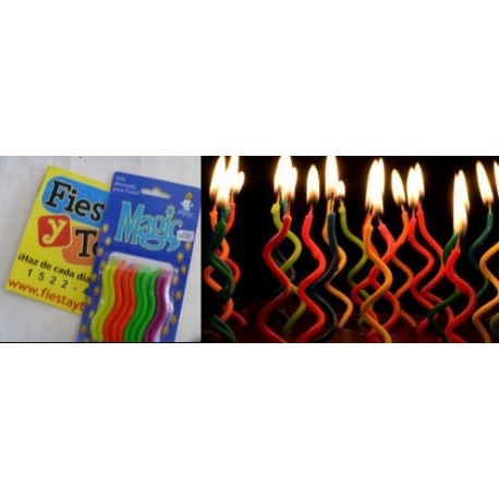 6011 Vela Magica Curva Ondulada Surtido Neon 10pz Alpec