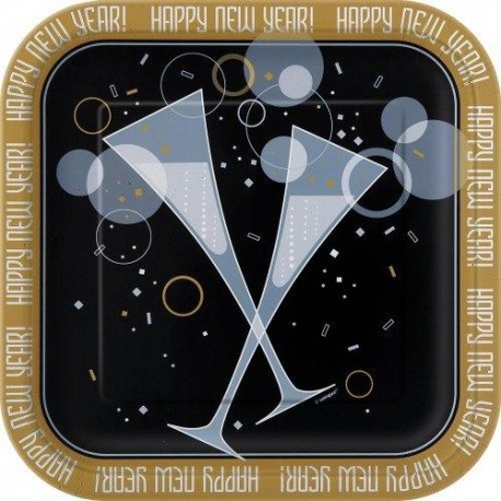 6537 Plato 7 Cuad Bubbly HNY Bubbly New Years UNI