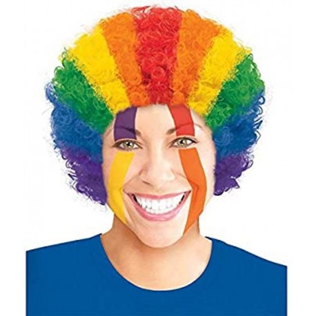 7084 Peluca Afro Multicolor Rainbow Arcoiris Curly wig AM