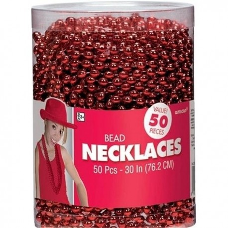 7800 Collar ROJO cuentas perlas beads bote 50pz AM