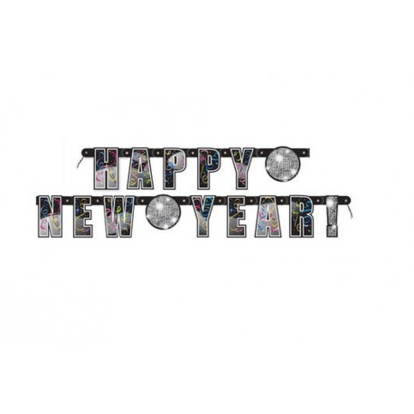 8821 Letrero Banner HNY Countdown To New Year Disco UNI