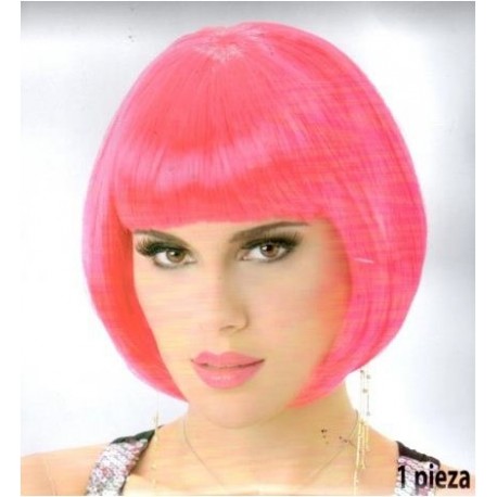 9402 Peluca Bob Rosa Fiesta Neon wig AM