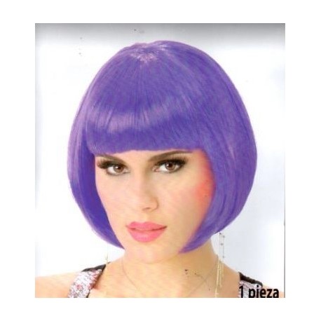 9406 Peluca Bob Morado Fiesta Neon wig AM