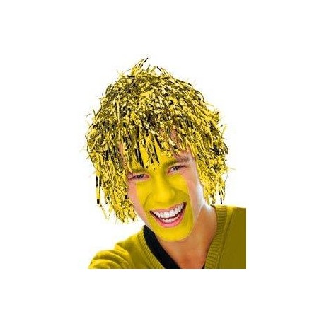 9413 Peluca Metalica Amarillo Gold Oro Fun Tinsel wig AM