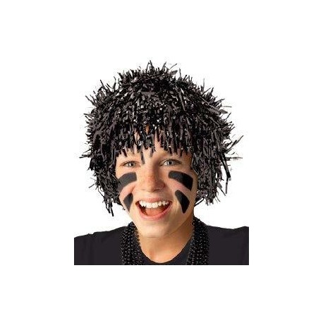 9414 Peluca Metalica Negro Fun Tinsel wig AM