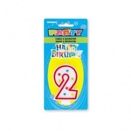 9442 Vela Num 2 glitter Bday w Decor UNI