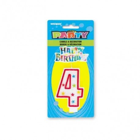9444 Vela Num 4 glitter Bday w Decor UNI