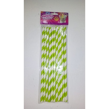 9487 Popotes papel Col Verde Kiwi Limon 12pz ZEN